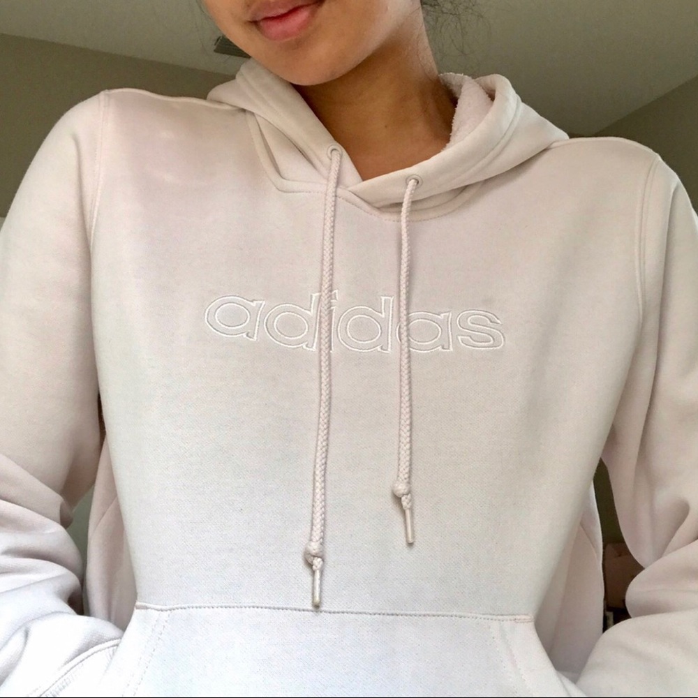 BABY PINK EMBROIDERED ADIDAS HOODIE
